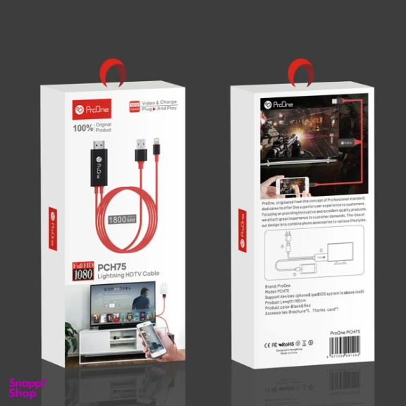 کابل تبدیل Lightning/USB به HDMI پرووان مدل PCH75 طول 1.8 متر