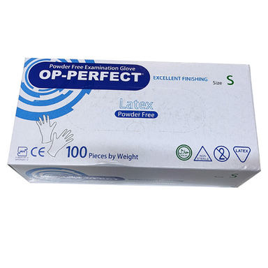دستکش یک بار مصرف لاتکس حریر مدل OP-PERFECT سایز اسمال بسته 100 عددی