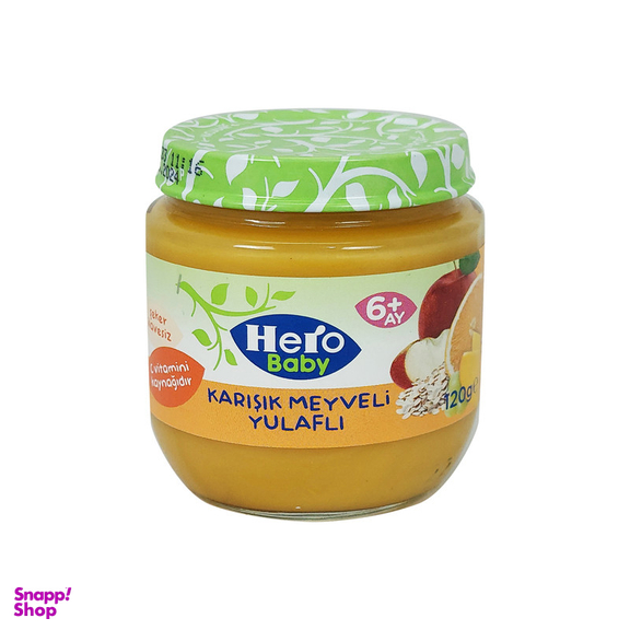 پوره مخلوط میوه و غلات هیرو بیبی وزن 120 گرم
