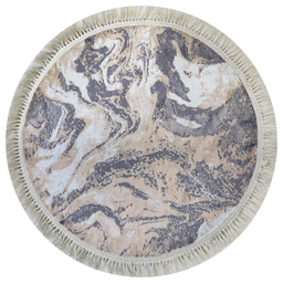 فرش گرد طرح کویر رنگ زمینه کرم