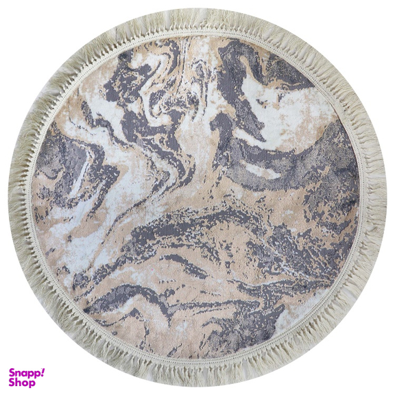 فرش گرد طرح کویر رنگ زمینه کرم