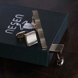 ست دکمه سردست و گیره کراوات مردانه نسن مدل NT10