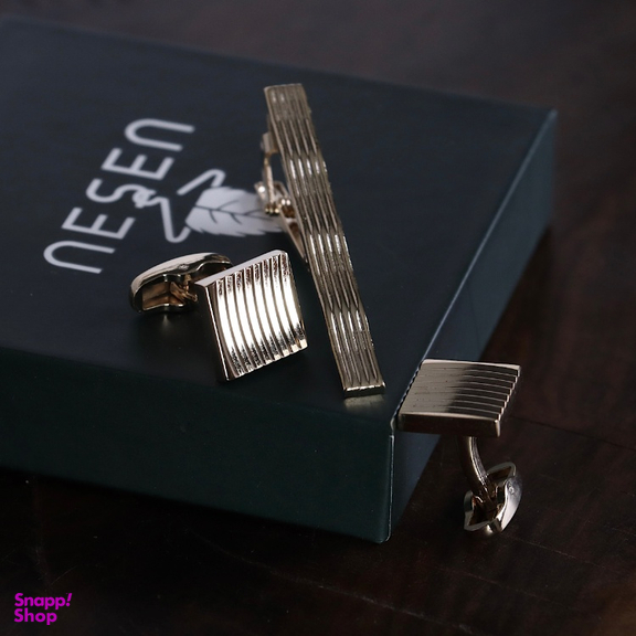 ست دکمه سردست و گیره کراوات مردانه نسن مدل NT10