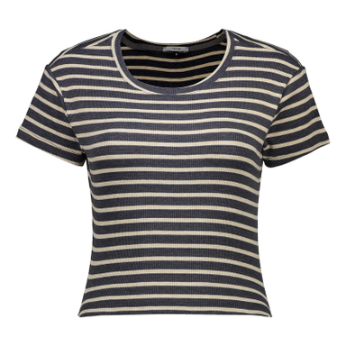 کراپ تیشرت آستین کوتاه زنانه ایزی دو مدل رینگر رنگ سرمه ای