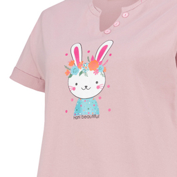 ست تیشرت و شلوارک راحتی زنانه کد 1029 رنگ صورتی