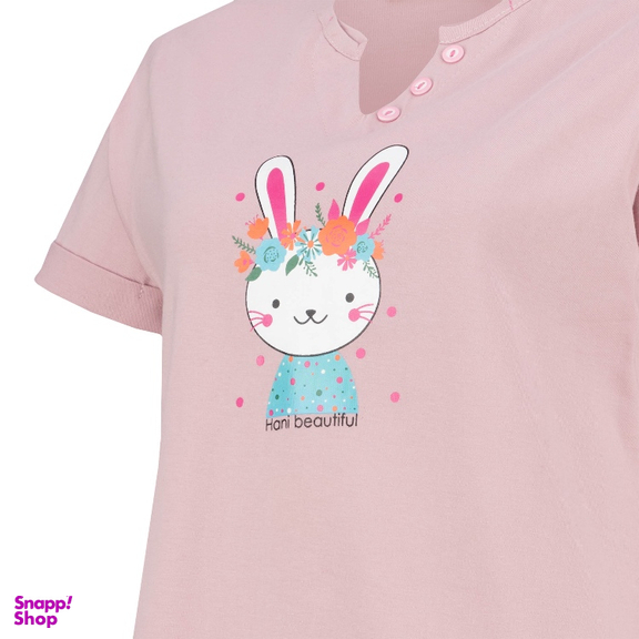 ست تیشرت و شلوارک راحتی زنانه کد 1029 رنگ صورتی