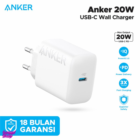 شارژر دیواری 20 وات انکر مدل B2347 به همراه کابل Type-C