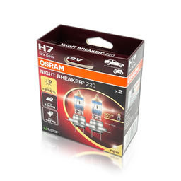 لامپ هالوژن اسرام پایه H7 مدل نایت بریکر لیزر 220 درصد بسته 2 عددی