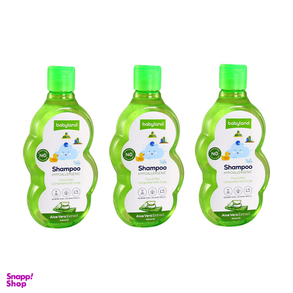 شامپو بچه بیبی لند مدل Aloe Vera Extract حجم 200 میلی لیتر بسته 3 عددی
