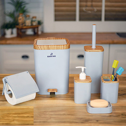 ست سرویس بهداشتی برتر مدل لیدوما طرح چوب مجموعه ۶ عددی