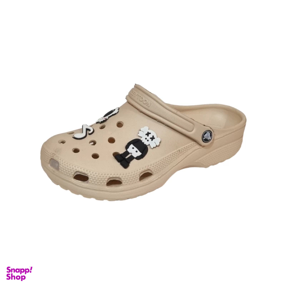 دمپایی مردانه زیتون مدل کراکس طرح استیکری جیبیتز رنگ نسکافه ای