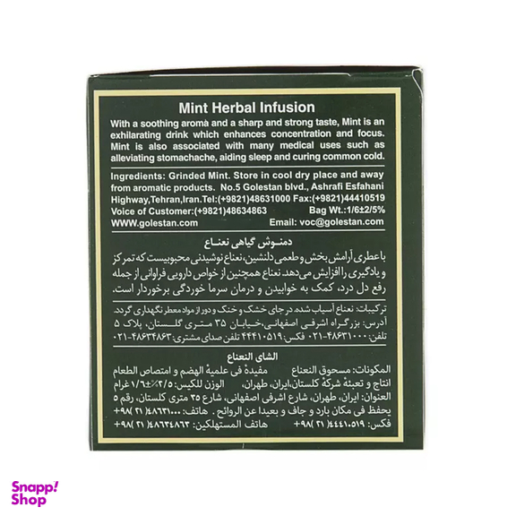 دمنوش گیاهی نعناع گلستان بسته 20 عددی