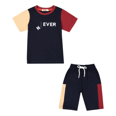 ست تیشرت و شلوارک پسرانه مادر مدل دایان کد AM-MA48K رنگ سرمه ای