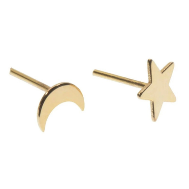 گوشواره طلا 18 عیار زنانه وی وی گلد گالری مدل ماه و ستاره کد vg2620