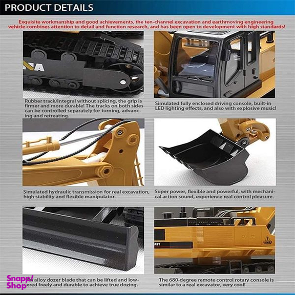 ماشین بازی کنترلی هوینا مدل HUINA 1510 RC Excavator