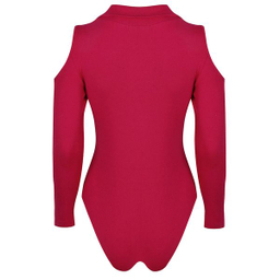 بادی آستین بلند زنانه دکسونری مدل 256004736 یقه دار رنگ سرخابی