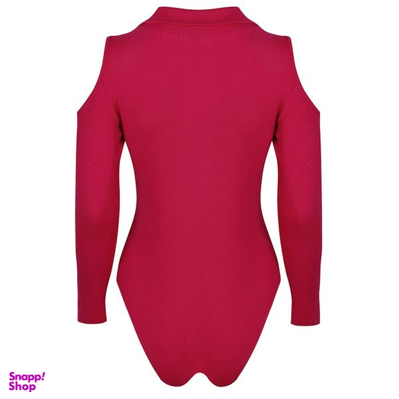 بادی آستین بلند زنانه دکسونری مدل 256004736 یقه دار رنگ سرخابی