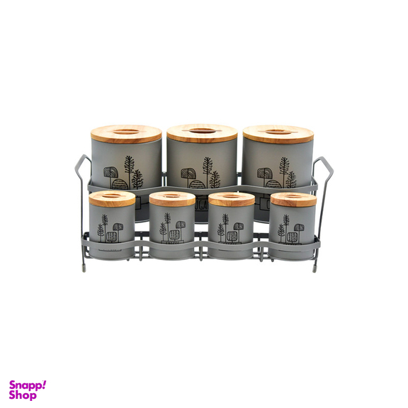 ست جای ادویه 8 پارچه بی.وی.کی مدل درب چوب T_t کد 863615