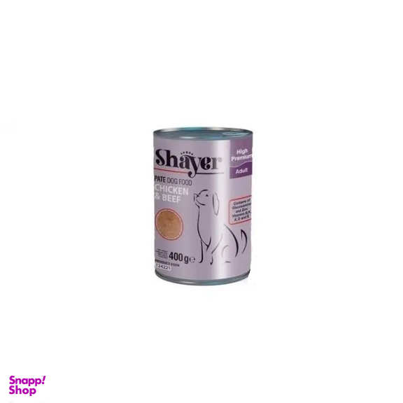 کنسرو غذای سگ شایر مدل گوشت و مرغ وزن 400 گرم