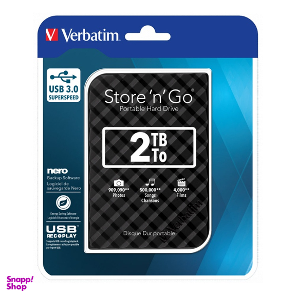 هارد دیسک اکسترنال ورباتیم مدل Store n Go ظرفیت 2 ترابایت