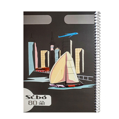 دفتر مشق 80 برگ سیبو مدل کلاسیک طرح قایق بادبانی کد S1-67