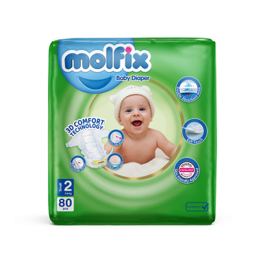 پوشک بچه مولفیکس سایز 2 بسته 80 عددی