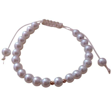 دستبند طلا 18 عیار دخترانه اپال گلد مدل گوی البرنادو و مروارید 04