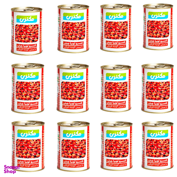 کنسرو لوبیا چیتی مکنزی با سس گوجه فرنگی مکنزی وزن 380 گرم بسته 12 عددی