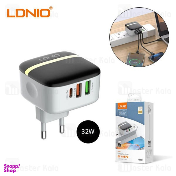 شارژر دیواری گوشی موبایل الدینیو مدل A3513Q به همراه کابل USB-C