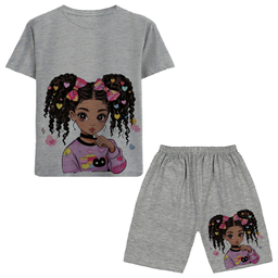 ست تیشرت و شلوارک دخترانه مدل دخترک 53