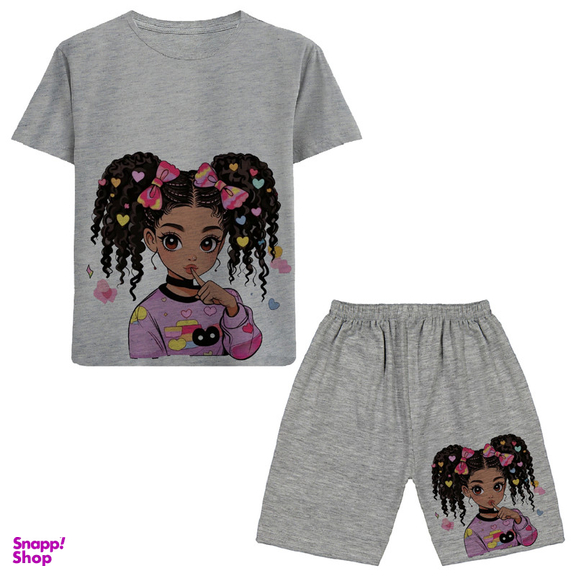 ست تیشرت و شلوارک دخترانه مدل دخترک 53