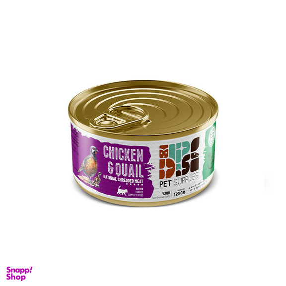 پوچ گربه نابالغ دی پی اس مدل نچرال طعم مرغ و بلدرچین وزن ۱۲۰ گرم