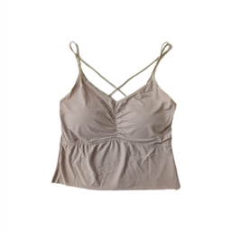 نیم تنه ورزشی زنانه مدل پشت ضربدری کد 50 رنگ صورتی صدفی