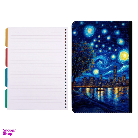 کلاسور طرح شب پرستاره کد 844 به همراه کاغذ کلاسور