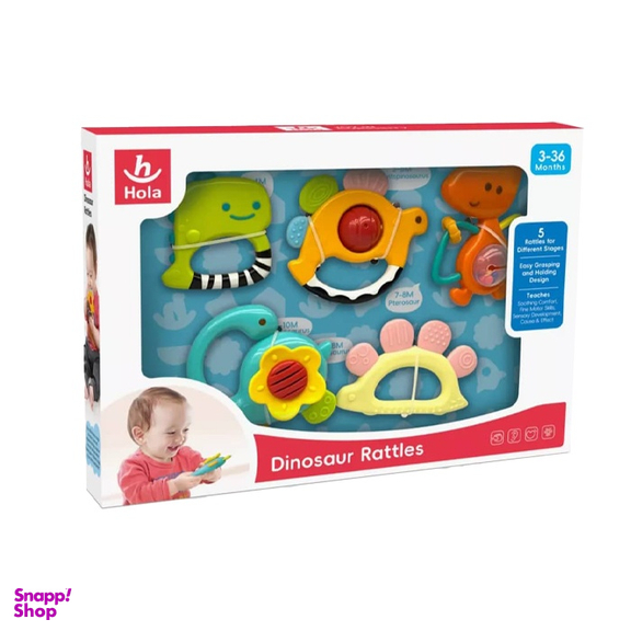 ست جغجغه‌ 5 تکه نوزاد هولا مدل Dinosaur Rattles