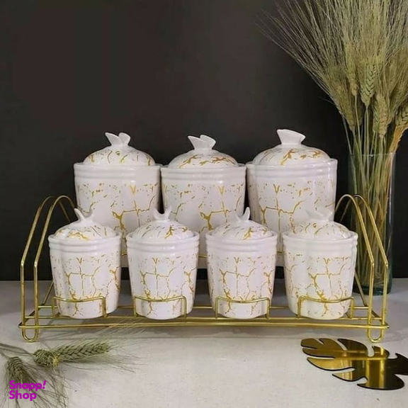 ست جا ادویه 7 پارچه ماگرو مدل ماربل