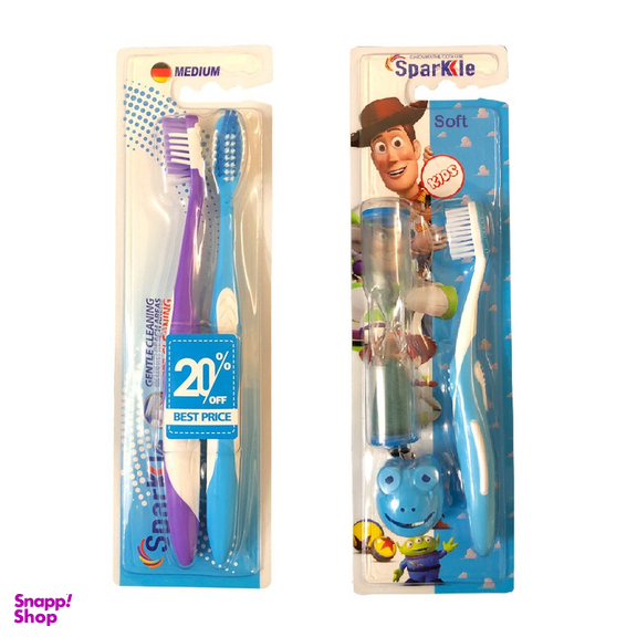 مسواک اسپارکل مدل toy S9 با برس متوسط مجموعه 3 عددی