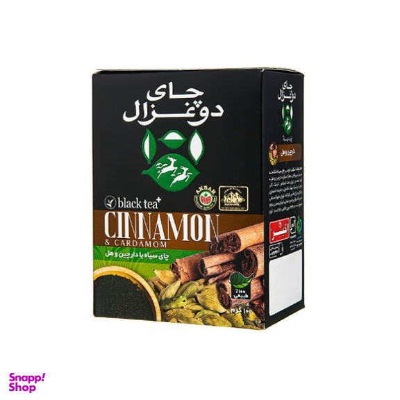 چای سیاه با هل و دارچین دو غزال وزن 400 گرم