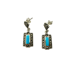 گوشواره نقره 925 عیار زنانه طرح نگین آبی کد EAR 001213