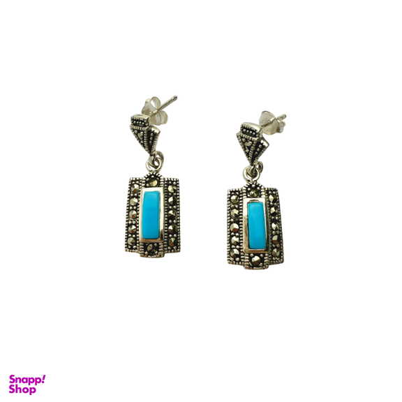 گوشواره نقره 925 عیار زنانه طرح نگین آبی کد EAR 001213