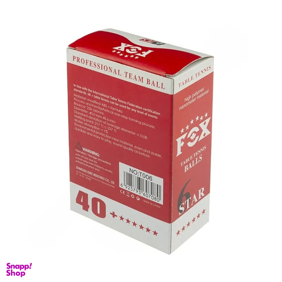 توپ پینگ پنگ فاکس 6 ستاره مدل 40+ T006 بسته 6 عددی