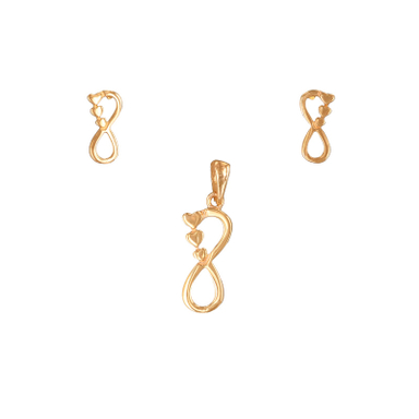 نیم ست طلا 18 عیار زنانه طلاجات مدل سه قلب و بی نهایت کد 1009