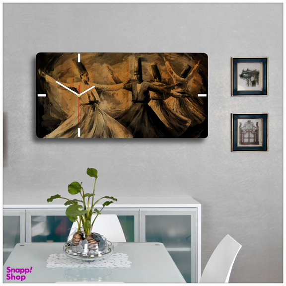 ساعت دیواری چارگوش طرح رقص سماع مدل RC07