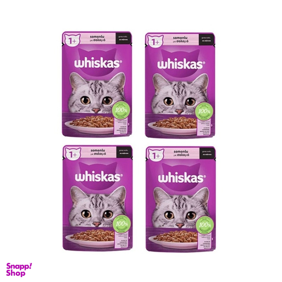 پوچ گربه ویسکاس با طعم ماهی سالمون وزن 85 گرم بسته 4 عددی