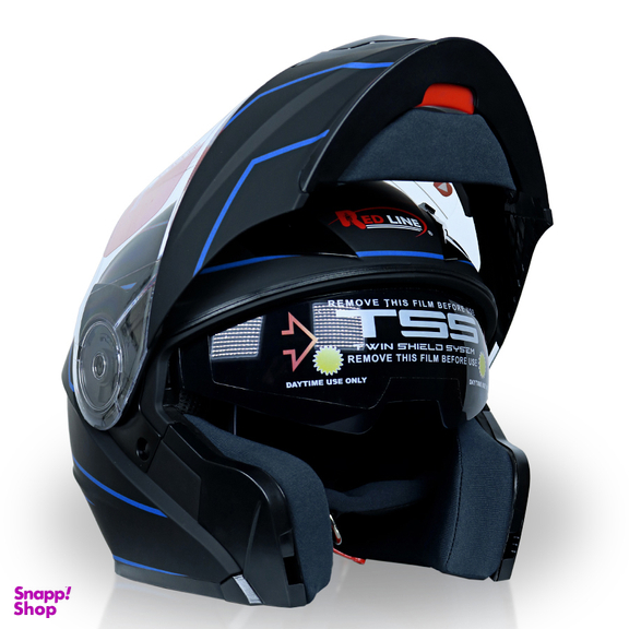 کلاه کاسکت بلوتوث دار ردلاین مدل +939 رنگ مشکی آبی