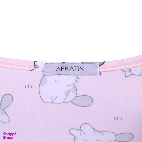 ست کراپ تی شرت آستین کوتاه و شلوارک راحتی زنانه افراتین مدل گربه متعجب کد 6584