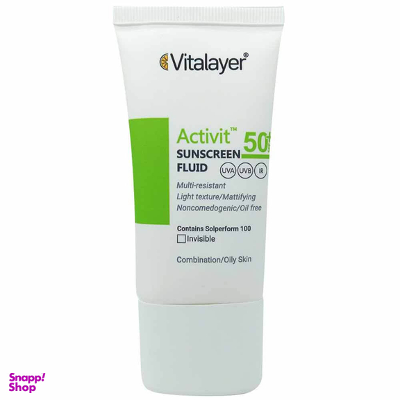 فلوئید ضد آفتاب بی رنگ ویتالیر مدل Active با +SPF50 حجم 50 میلی لیتر