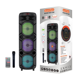 اسپیکر 8.5 اینچ بلوتوثی قابل حمل سان رایز مدل Boom Box 500 به همراه میکروفون و ریموت کنترل