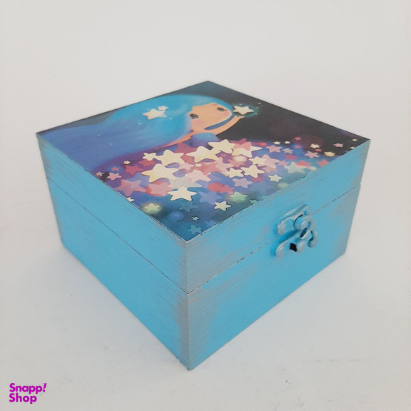 جعبه هدیه چوبی مدل فانتزی طرح دختر رویایی کد SB31