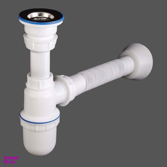 سیفون روشویی تک لگنه دوریکا مدل 3501 کد MT093 به همراه لوله خرطومی و زیرآب